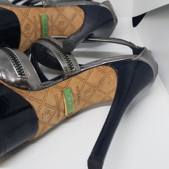 L.A.M.B pewter zip design sandals platform heel - Picture 8 of 8